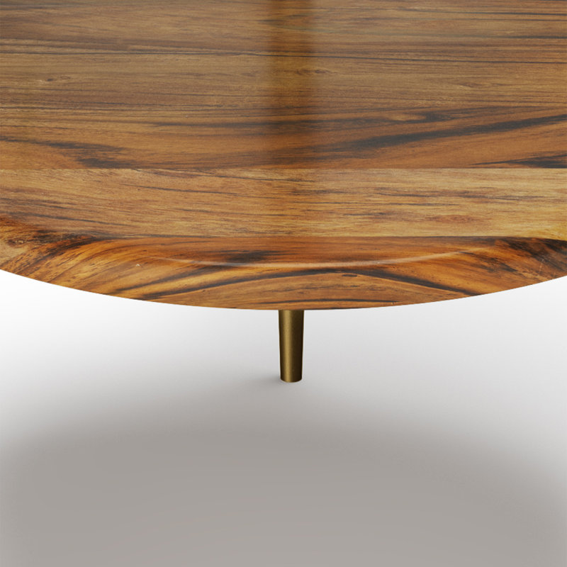 Wagner 18" Round White Marble and Acacia Wood Side Table