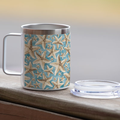 Highland Dunes Starfish Galore Stainless Steel Mug w/Lid 12 oz.