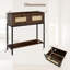 Console 32 po avec 2 tiroirs en rotin, tablette de rangement ouverte, cadre en métal robuste brun rustique-263647036