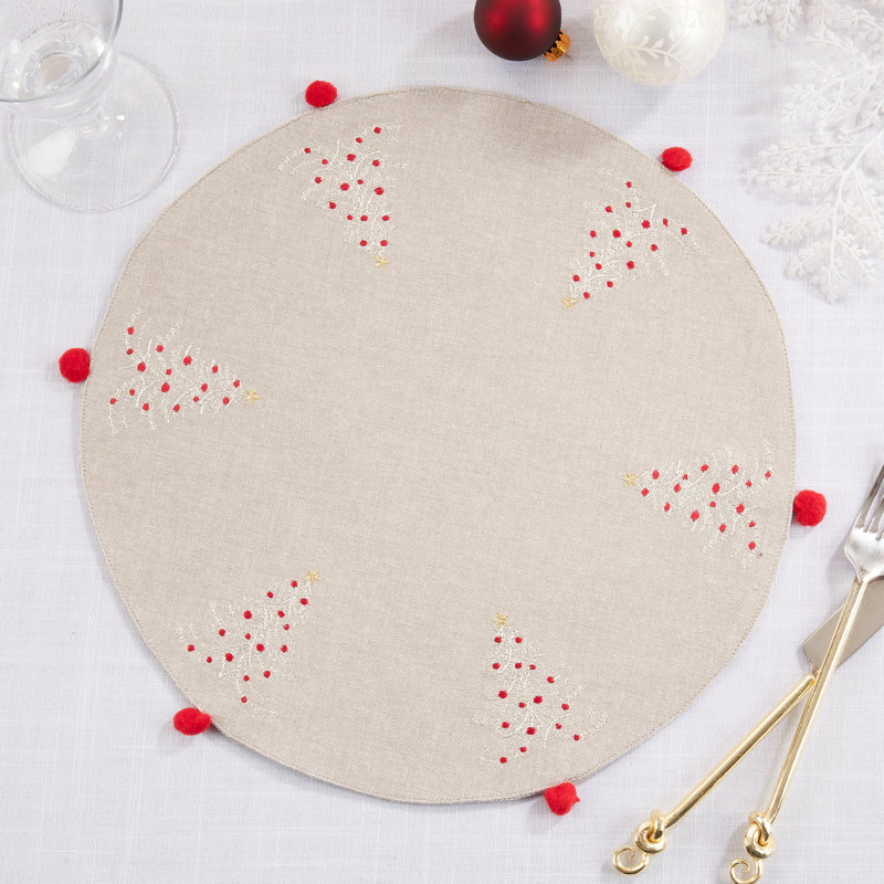 100% Cotton No Pattern Round Placemat