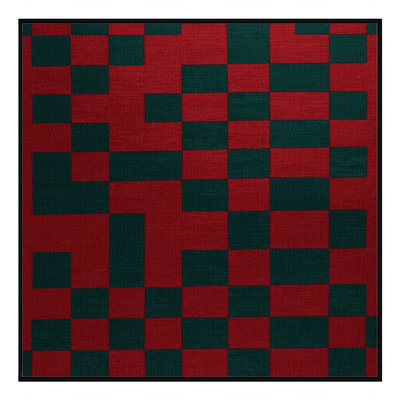 Machine Washable Checkered Green Area Rug