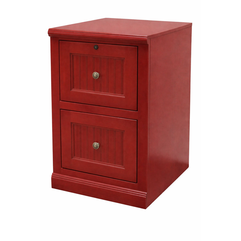 18.25'' Wide 2 -Drawer Solid Wood File Cabinet, Burnt Red