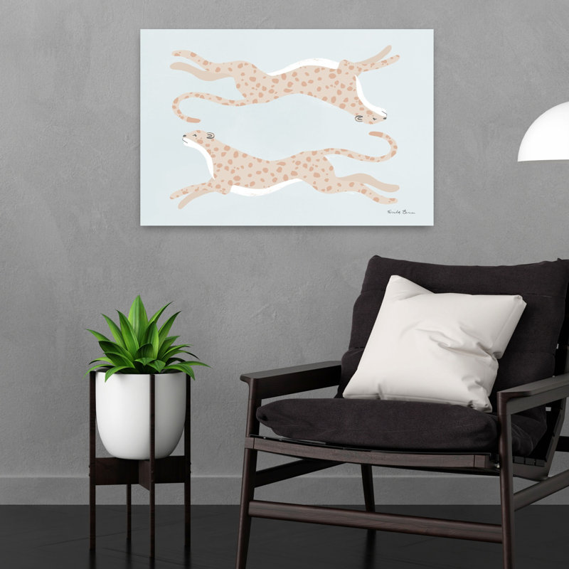 Art mural pastel guépard contemporain, H 16 po x l 24 po