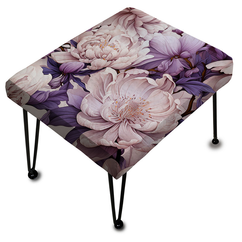 Purple Poppies Harmony I - Floral Rectangle Ottoman