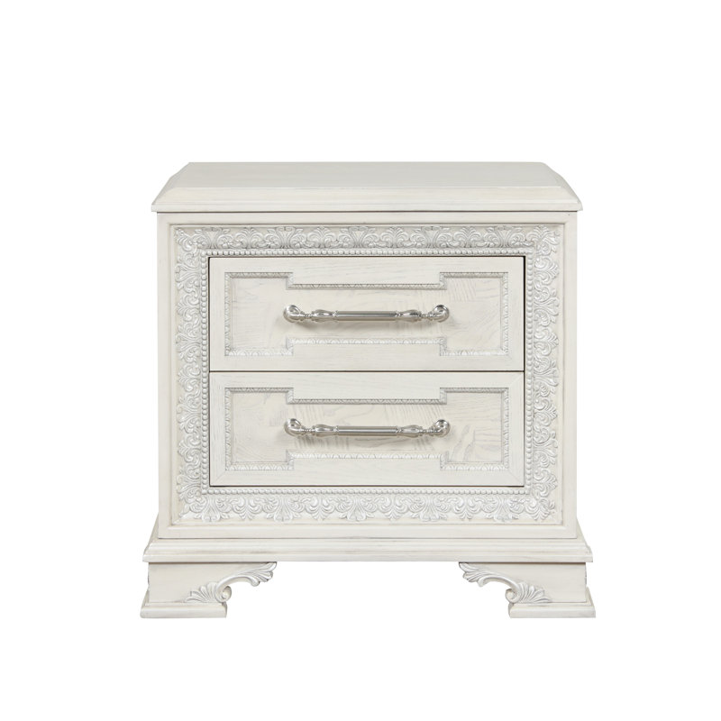 Nightstand W/ USB, Creamy White