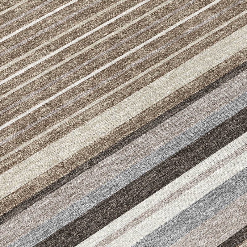 Machine Washable Indoor/Outdoor Drennen ACN2330 Stripes Rug, Rectangle 8' x 10'