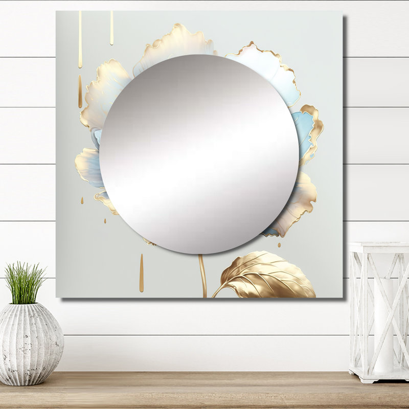 Elzenia - Miroir carré floral et botanique pour décoration murale, 23 po x 23 po