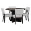 Ensemble de table de salle à manger 5 pièces pour 4 personnes, ensemble de table et chaises de cuisine rétro de 4 avec base conçue, table de salle à manger en bois avec 4 chaises rembourrées pour les petits espaces et la salle à manger-628078583-628078580