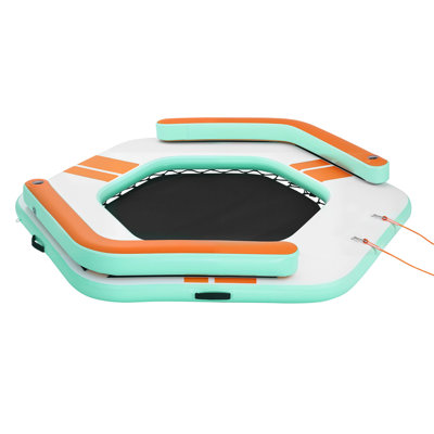 Quai flottant gonflable, plate-forme de quai gonflable 8,5 x 8,5 pi, tapis gonflable antidérapant avec sac de transport portable et échelle détachable, plate-forme flottante avec radeau pour la piscine