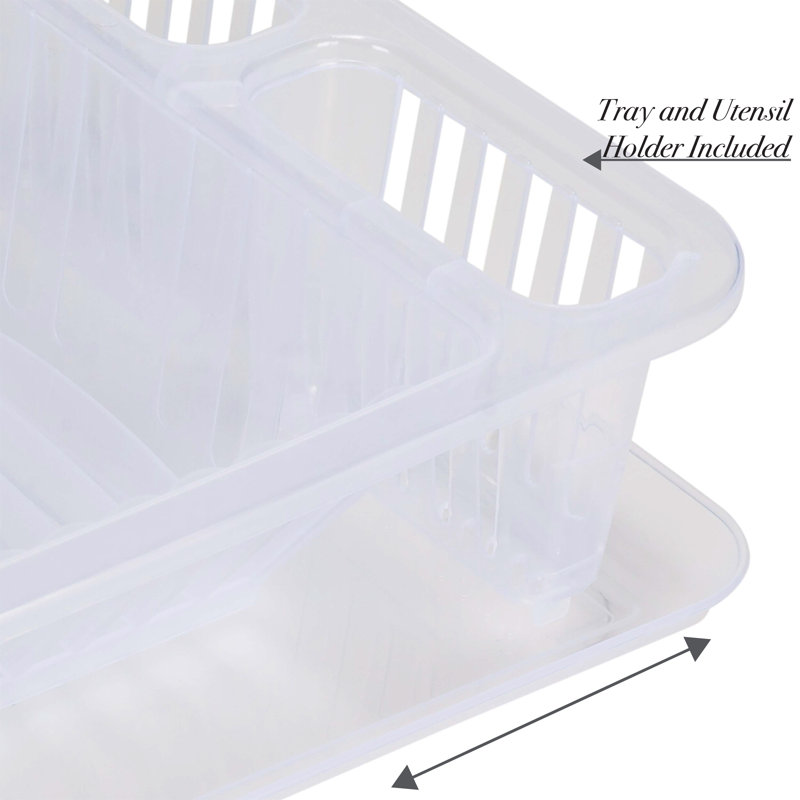 Clear Plastic Dish Rack with Utensil Cup