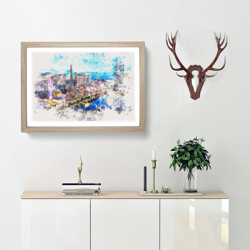 The Las Vegas Strip - Picture Frame Painting Print, Walnut Framed, 60cm H x 91cm W x 2cm D
