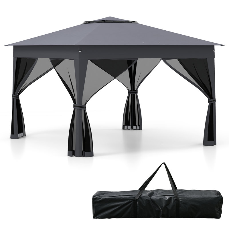 11 X 11 FT Pop up Canopy Tent w/ Mesh Screen Netting Carrying Bag Zippered Doors