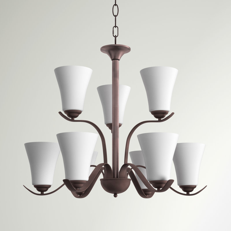 Lustre classique unique à 9 lumières Lavalley, Bronze huilé