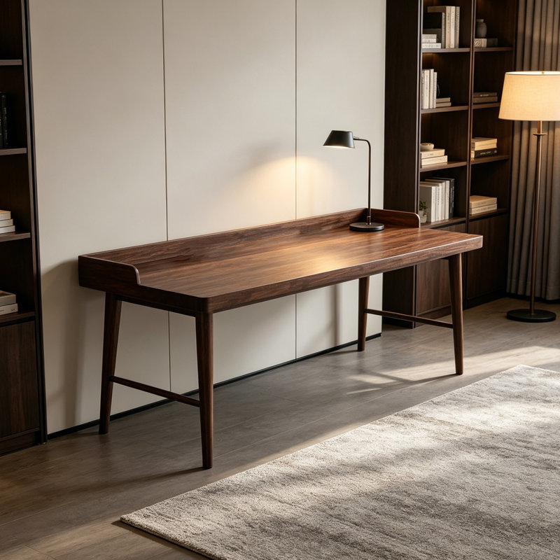 Bureau haut de gamme en bois de noyer brun foncé, H 29,5 po x l 78,7 po x P 19,7 po