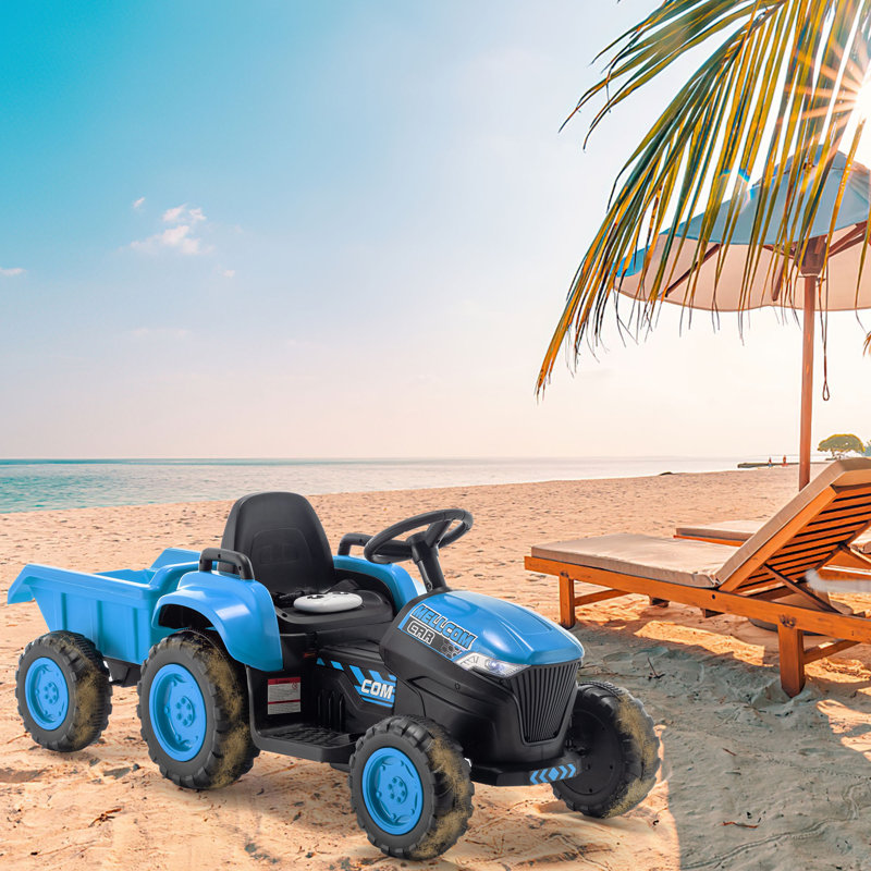 Blue 12V Kids Ride-On Tractor with Remote Control