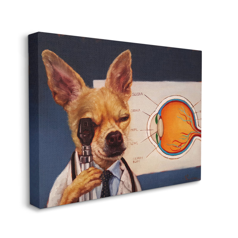 «Dog Optometrist», animal rigolo sur toile, H 30 po x l 40 po x P 1,5 po