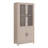 Jodie 67.6" H x 31" W Mid-Century Modern 6-Shelf Bookcase with Tempered Glass Doors in Whitewashed Oak-1923033352