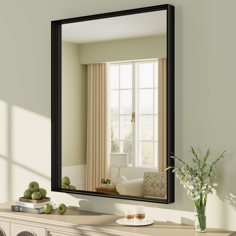 Miroir mural Aevar, 36 po x 28 po, Noir mat