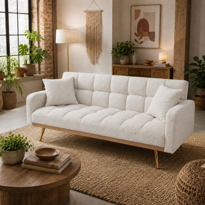 Modern Contemporary Tufted Upholstered Foldable Sleeper Sofa Bed for Living Rooms and Home Offices