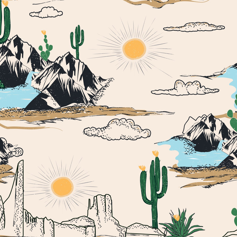 Papier peint moderne cactus montagne Modern Desert
