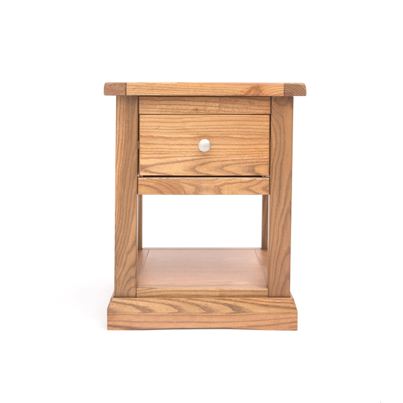Robillard 45cm W Solid + Manufactured Wood Bedside Table, Brown/Silver