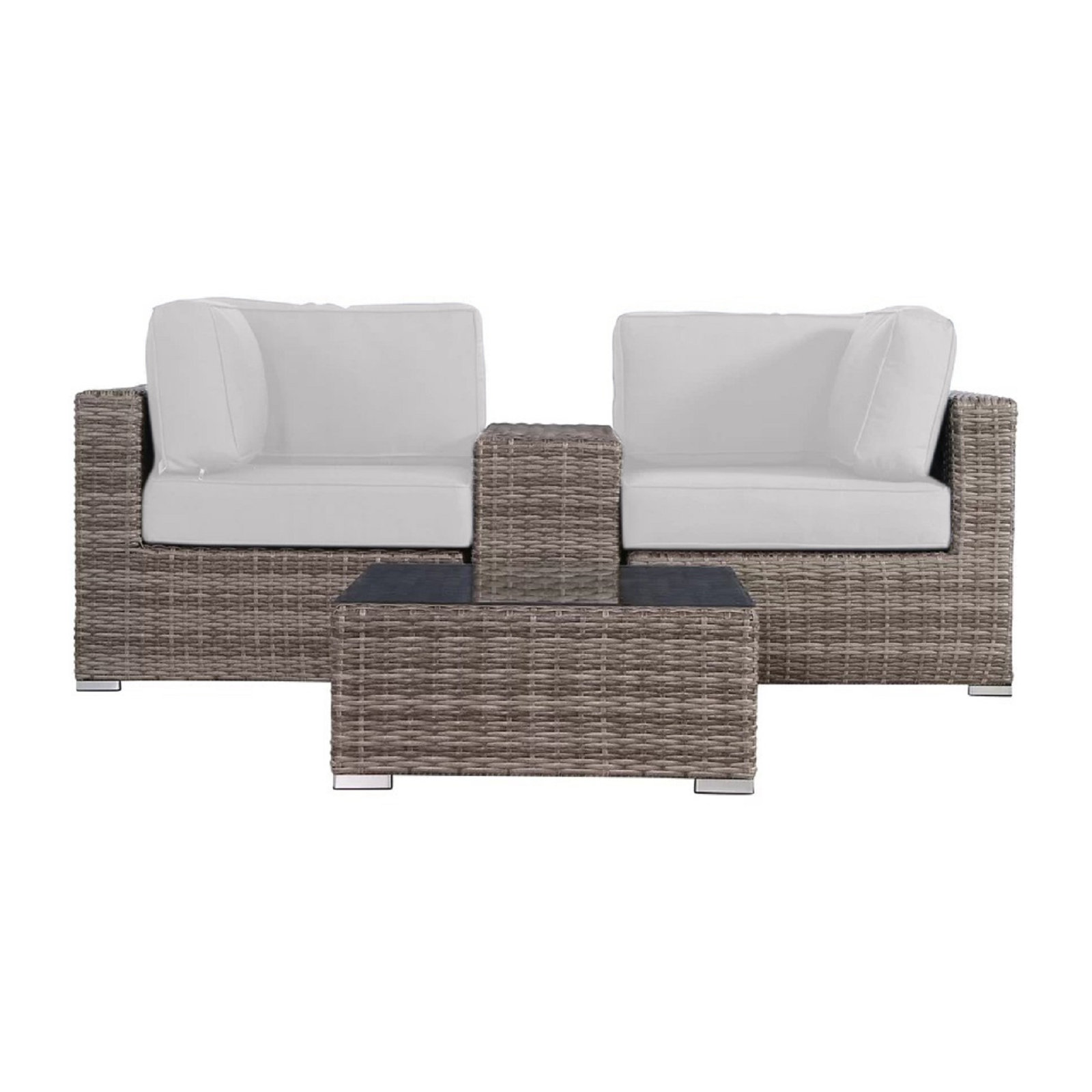 Tonioni Wicker Fully Assembled 2 - Person Seating Group with Cushions, Canvas Canvas Sunbrella® Canvas