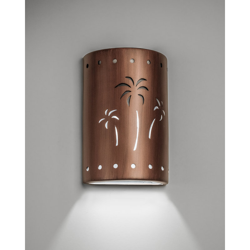 Hockinson Ceramic Outdoor Wall Light, LED Bulb Included, 15" H x 10" W x 5" D, Rubbed Copper