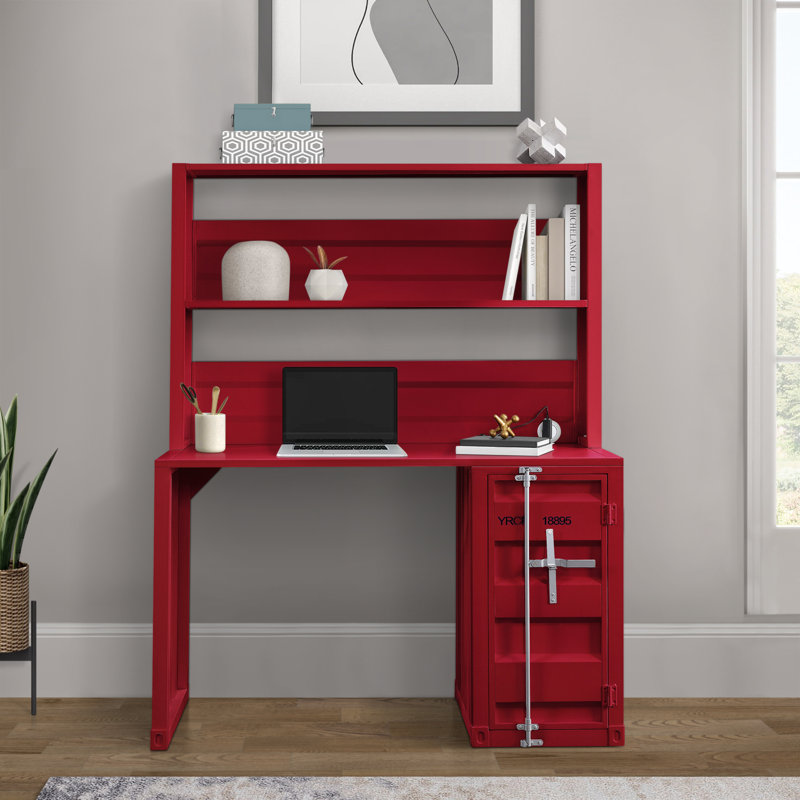 Bureau d'écriture en fer, H 59 po x l 48 po x P 24 po, Red
