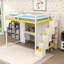 Lit mezzanine double avec coiffeuse, armoire, miroir et station de charge-27065276