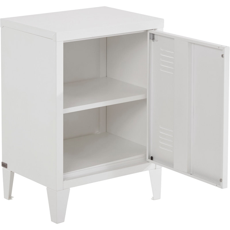 Carles 40cm W Steel Bedside Table, White