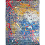 Hand-Knotted High-Quality Blue and Gray Area Rug