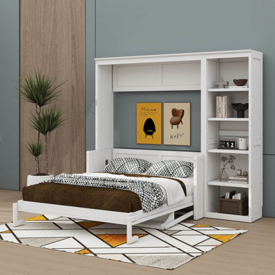 Murphy Bed With Built-In Desk And Bookshelf Combination