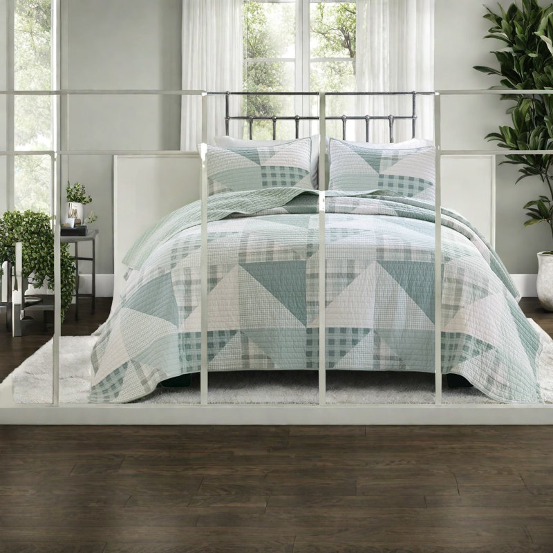 Ensemble de literie en coton de qualité supérieure, double / grand, vert rustique, confort saisonnier