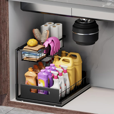 2 Tier Under Sink Organizer Slide Out Kitchen Cabinet Organizer