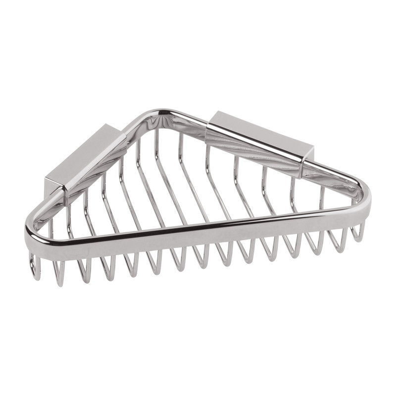 Hotelier 9" Corner Basket, Polished Nickel, 1.43" H x 7.87" W x 4.76" D