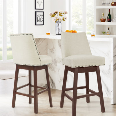 Tabouret de bar pivotant en bois massif de 29,5 po Khushveer (ensemble de 2)