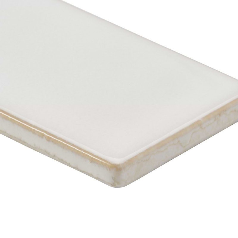 Nabi Subway 3X6 Crackled Glossy Glass Tile, Natural White