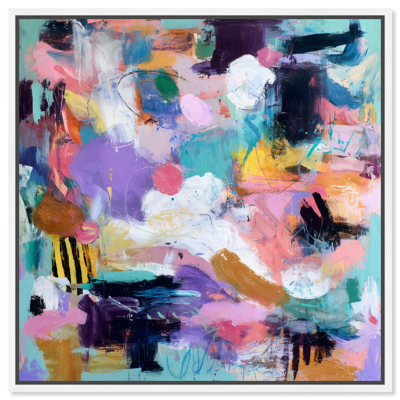 Décoration murale rose tourbillon chromatique I par Art Remedy, cadre blanc, 16 x 16, H 17 po x l 17 po, Cadre blanc
