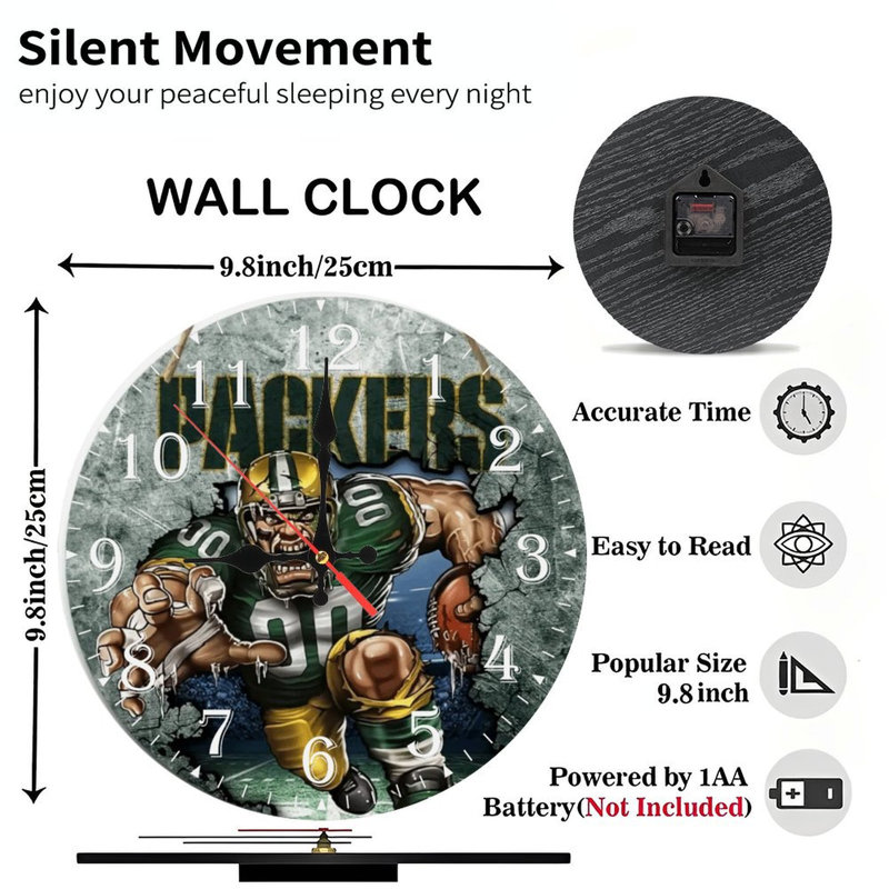 Horloge murale en bois 10 po, mouvement silencieux, à piles (piles AA non incluses), décor artistique, parfait pour les décorations
