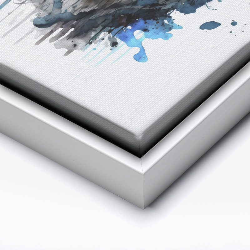 Aquarelle loup arctique, H 08 po x l 10 po, Canevas, Encadrement blanc