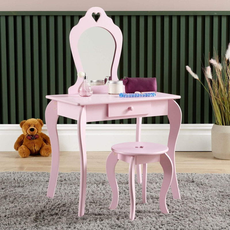 Lorraine Kids Vanity Set with Mirror, Pink