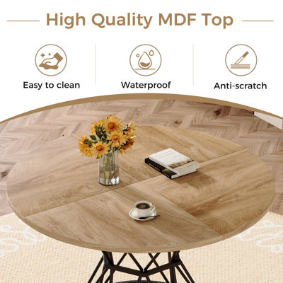 Table de salle à manger ronde 47,3 po en bois aggloméré avec chaises en bois 4/6, industrielle moderne pour la cuisine et la salle à manger