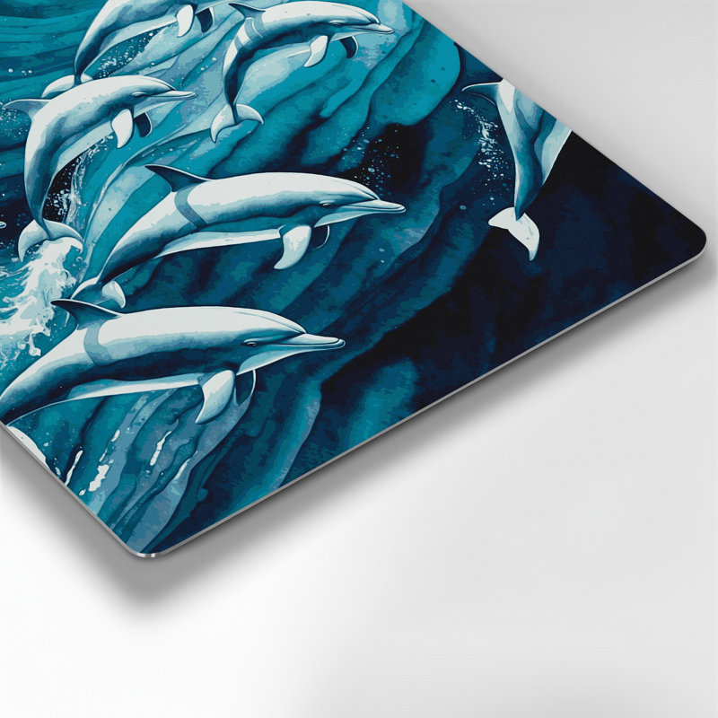 Art mural en métal "Dauphins nautiques", H 12 po x l 12 po