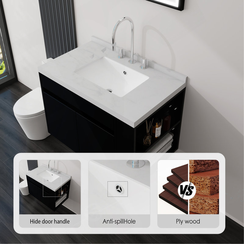 Single Bathroom Vanity with Cultured Marble Top