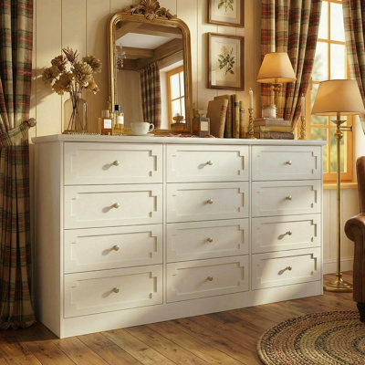 12-Drawer Dresser with Large Storage Capacity, Wide Bedroom Storage Chest with Metal Slides and Modern Design