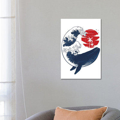 Whale Wave 1 Piece Wrapped Canvas Painting