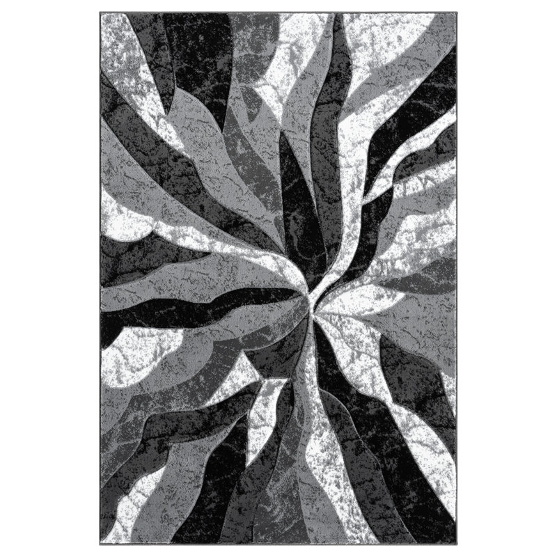 Modern Hand Carved Abstract Geometric Contemporary Rug For Living Room Bedroom, Rectangle 1'7" x 2'7"
