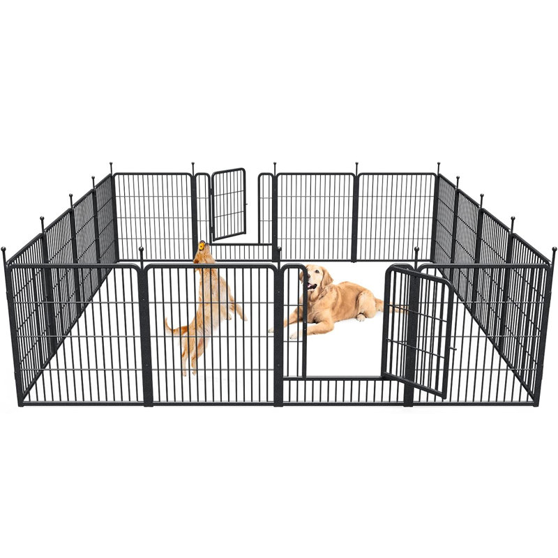 Dog Playpen, 16 Panels Outdoor Pet Play Pen, Big Dog Exercise Play Pen for  Large/Medium/Small Dogs H