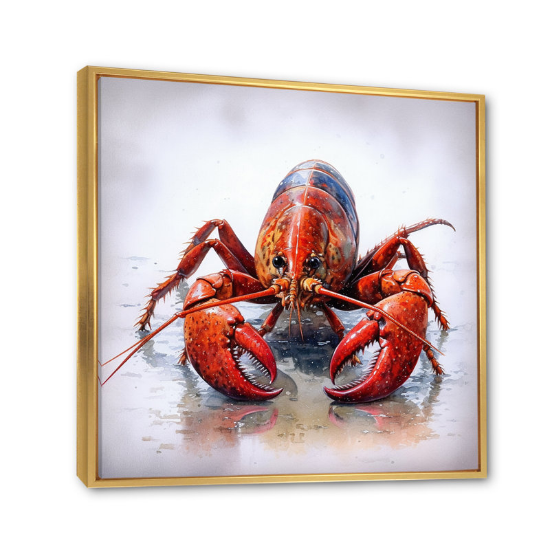 " Freshwater Crayfish IV ", Gold Floater Framed, 24" H x 24" W x 1" D