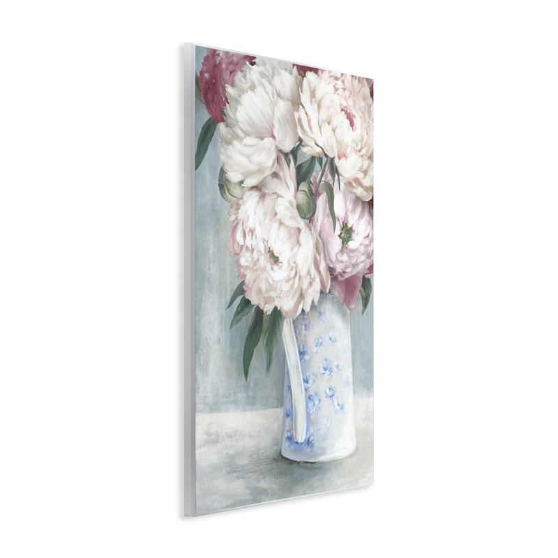 «Peony Blossom Vase», art mural sur bois par Alex Black, H 15 po x l 10 po